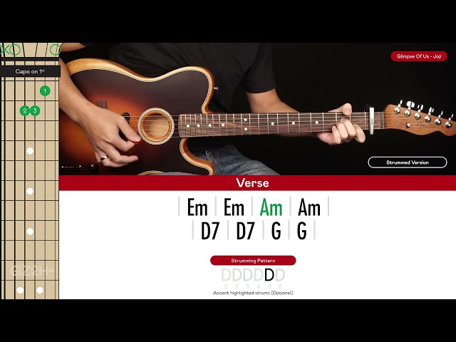 Glimpse Of Us Guitar Cover Joji 🎸|Tabs + Chords|