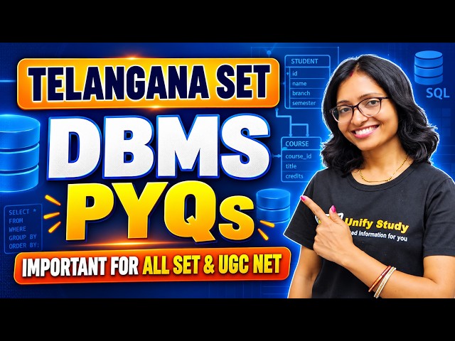 DBMS Telangana SET PYQs | DATABASE MANAGEMENT Most Important PREVIOUS YEARS | UGC NET & SET 2026