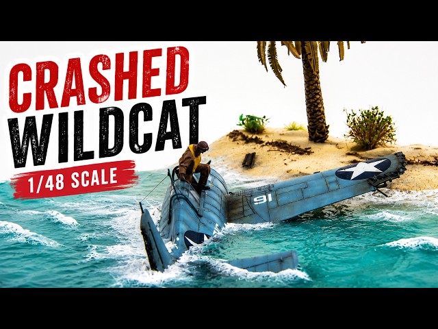 Building a Crashed Eduard F4F Wildcat 1/48 | WWII Pacific Diorama