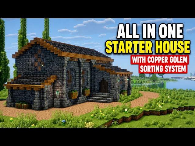 ALL IN ONE STARTER HOUSE WITH COPPER GOLEM SORTING TUTORIAL | Minecraft 26.2+