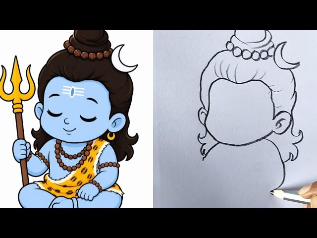 How to Draw Mahadev / Cute Mahadev Drawing