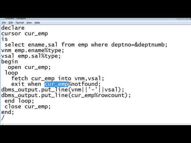PL/SQL: Explicit Cursors