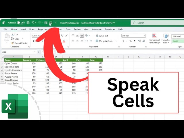 Using the Speak Cells on Enter Tool in Excel