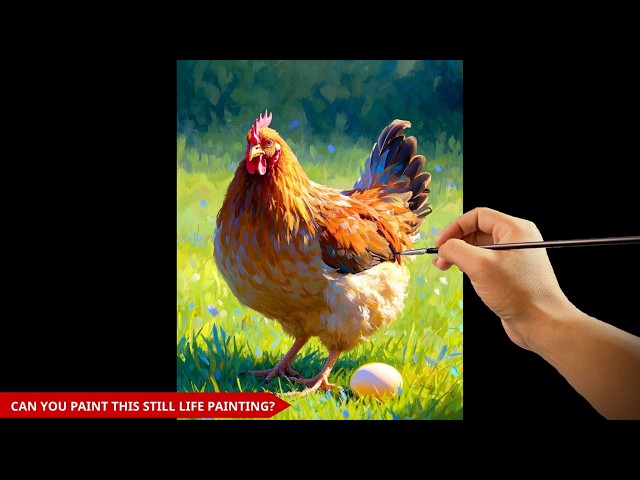 🎨 You Won’t Believe This Is Acrylic! | How to Paint a Hyper Realistic Chicken Step by Step | #250
