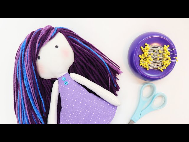 How to Sew a Rag Doll: PART 2: Adding the Hair by learncreatesew