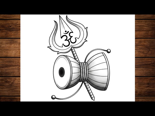 🔱🕉️ Easy Mahadev Trishul & Damru Drawing Tutorial | Step by Step Pencil Sketch for Beginners 🙏✨