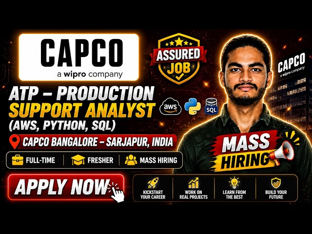 Capco Hiring 2026 | Production Support Analyst | AWS Python SQL | Bangalore | Freshers Apply