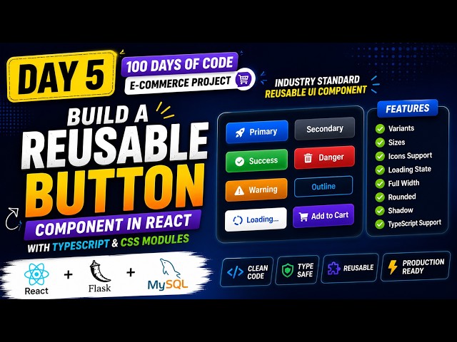 Day 5 | Build a Reusable Button Component in React + TypeScript | CSS Modules | Telugu