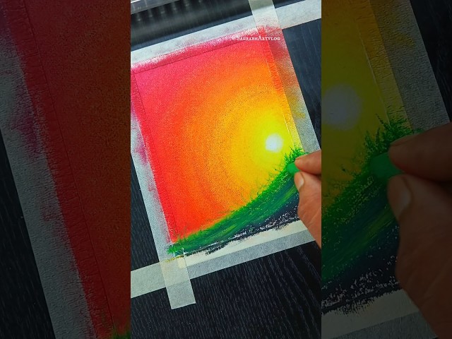 Easy Sunset Landscape Drawing with Oil Pastels 🌅 | Step-by-Step Tutorial