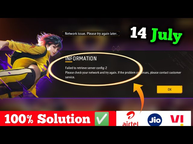 Free Fire Network Connection Error Failed to retrieve server config 2 Problem | FF Not Opening Today