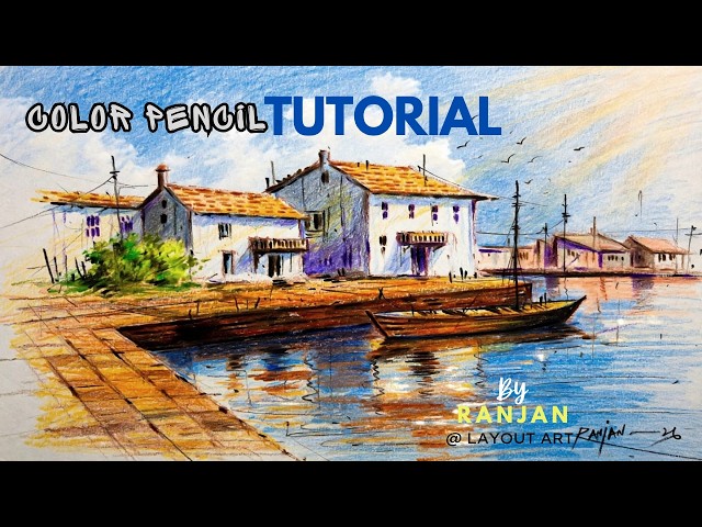 Beautiful Landscape Drawing with Color Pencils | Step by Step Tutorial