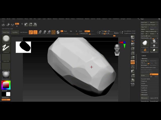 Zbrush Beginner tutorials: make a 3d lowpoly boulder in minutes! | with uv mapping and textures maps