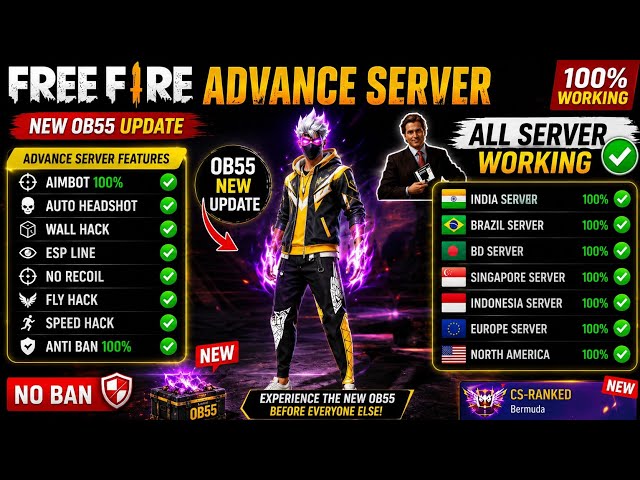 FF Adv Server Auto Kill MOD MENU Ob55 Update Rank Working 100% Antiban Free Fire Advance Server Hack