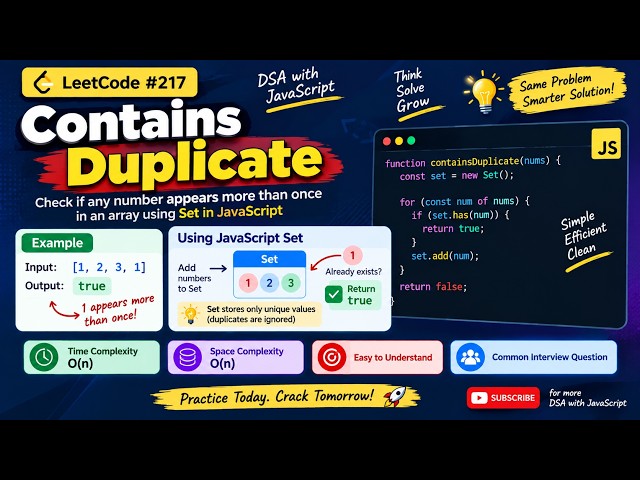 Contains Duplicate LeetCode #217 | JavaScript DSA Interview Question | Set Explained