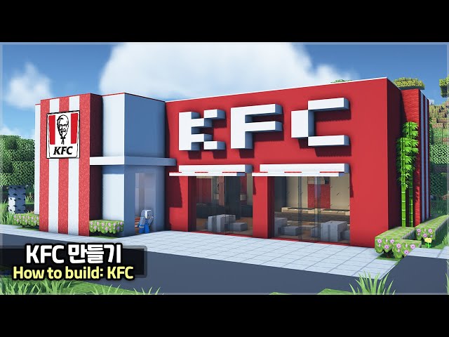 ⛏️ Minecraft Tutorial :: 🐔 How to build a KFC Restaurant 🍗 [마인크래프트 KFC 만들기 건축 강좌]
