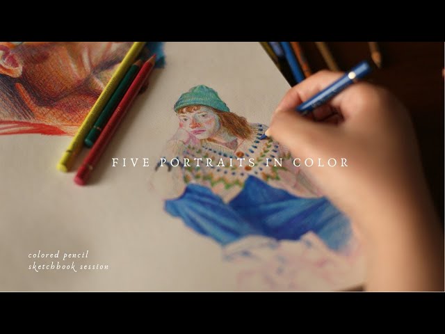 Five Portraits in Color | A Quiet Colored Pencil Sketchbook Session