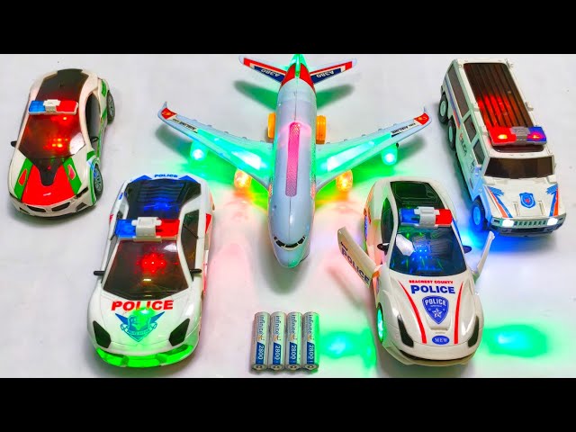 3D Lights Airbus A38O and 3D Lights Police Car Unboxing, airbus a380, aeroplane, police car