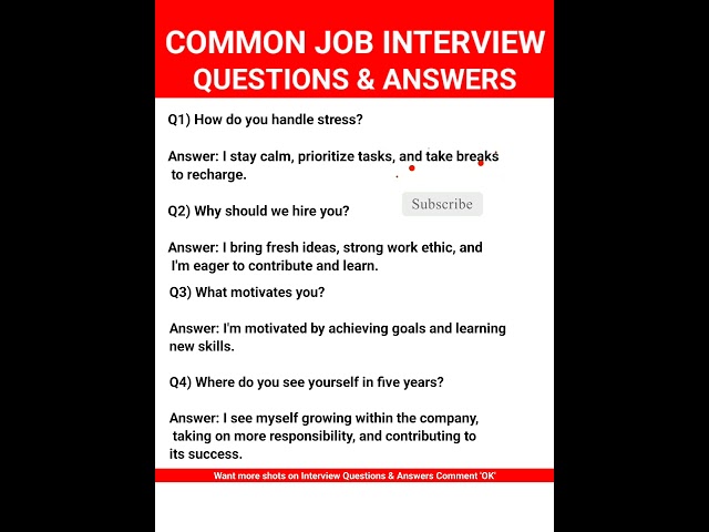 4 Most Common Job Interview Questions and Answers