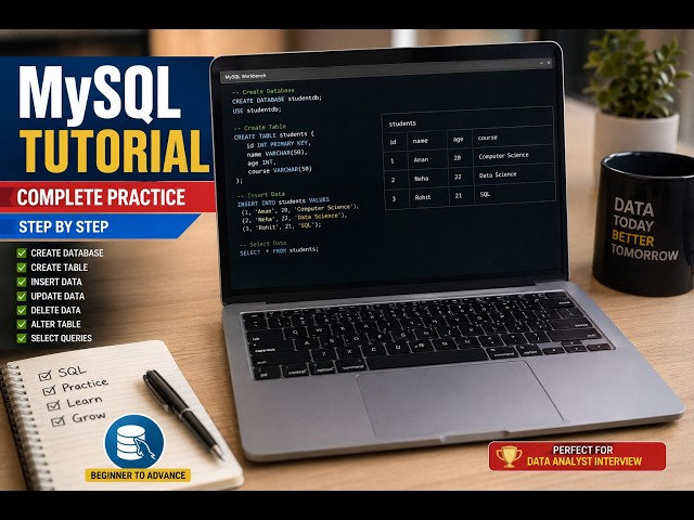 MySQL Tutorial for Beginners | Create Database, Table, Insert, Update, Delete | MySQL Workbench