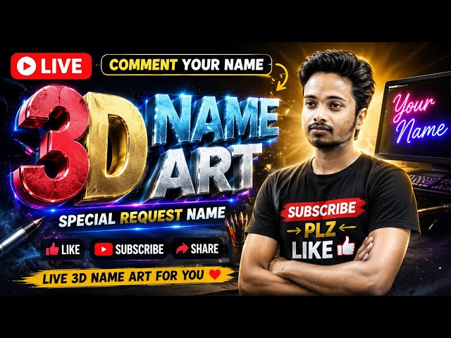 🔴 LIVE 3D NAME ART ✨ | COMMENT YOUR NAME ❤️ | Your Name in 3D 🔥 | STORY TIME SPARKLE PLAY