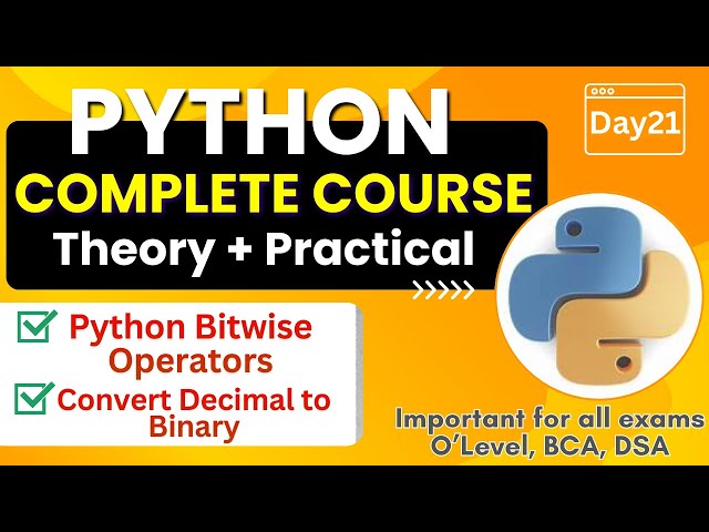 Python Bitwise Operators | And Or Not Xor | Python Complete Course for Beginners - Day21
