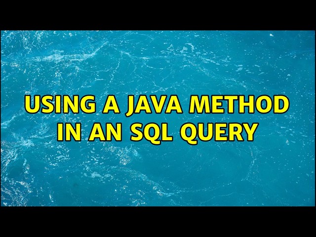 Using a Java method in an SQL Query