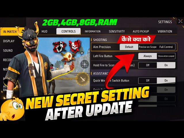 CONTROL SETTINGS FREE FIRE | free fire setting | ff new settings