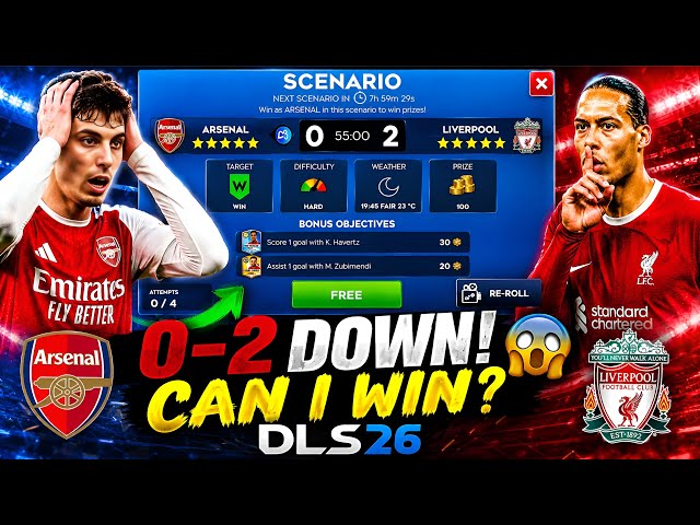     Arsenal 0-2 Liverpool at 55’… Can I Make a Comeback?🔥|| DLS26 #dlsa26 #shorts #goal