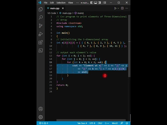 C++ program to print elements of Three-Dimensional Array