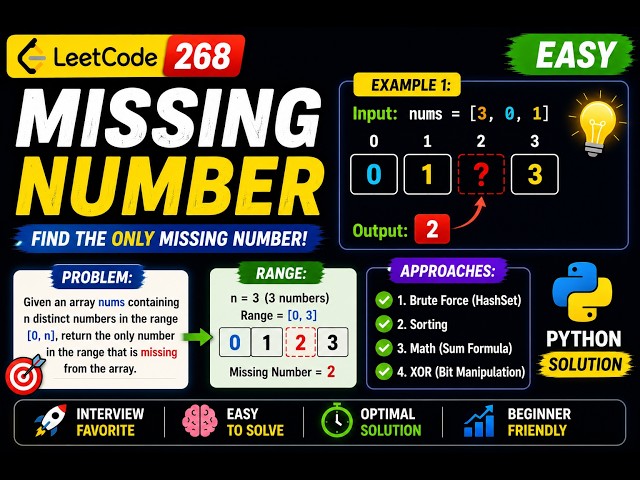 LeetCode 268 | Missing Number | Easy | Best Python Solution | DSA Interview Question | VK Coder