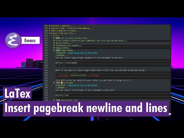 Org-mode - Insert Page break, Line break and Horizontal lines