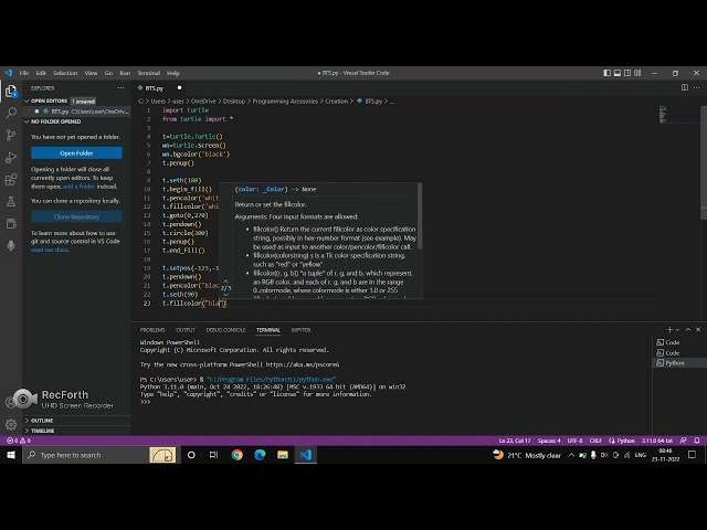Drawing BTS symbol. @BTS @pythoncodes @vscodetutorial @codingtricks @turtle. Python #3