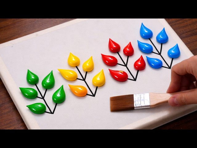 Easy & Colorful Trees Acrylic Painting For Beginners｜Painting Step By Step (1416)