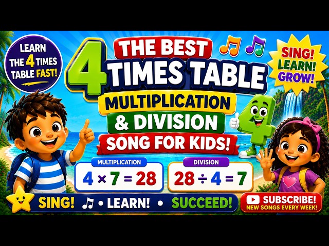 The Best 4 Times Table Multiplication & Division Song for Kids! | Learn the 4 Times Table Fast!