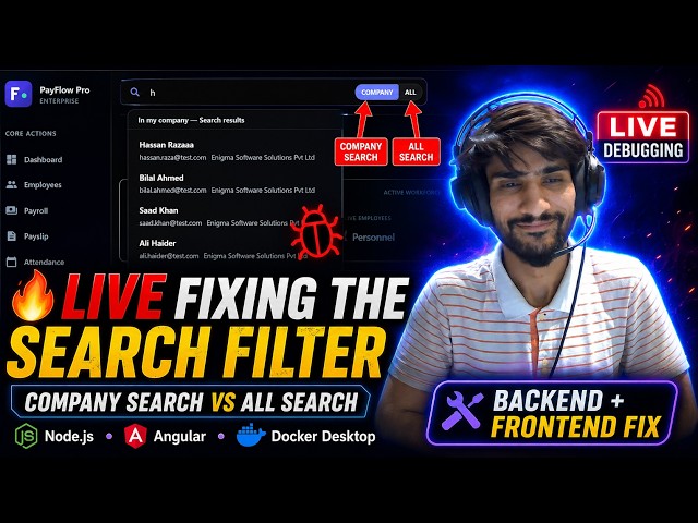 LIVE Fixing Search Filter in Angular & Node.js | Company Search vs All Search | Debugging