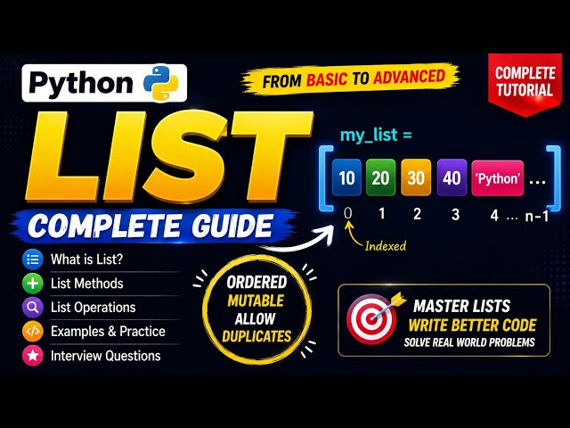 Python List in One Video 🔥 | Complete List Tutorial for Beginners to Advanced | Python Course 2026