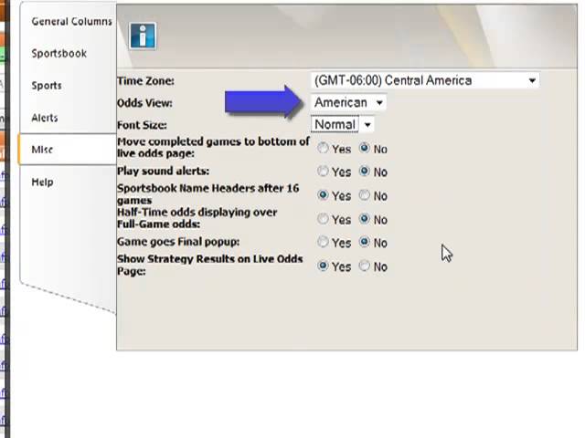 Customize Sportsbook Insider Live Odds: Miscellaneous Settings - Sports Insights Video