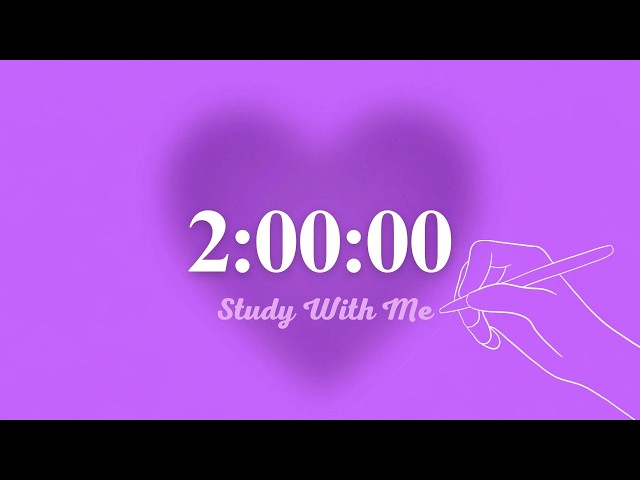 2 Hour Silent Study Timer | Soft Alarm Only | Purple Heart Aesthetic 💜 | ADHD-Friendly