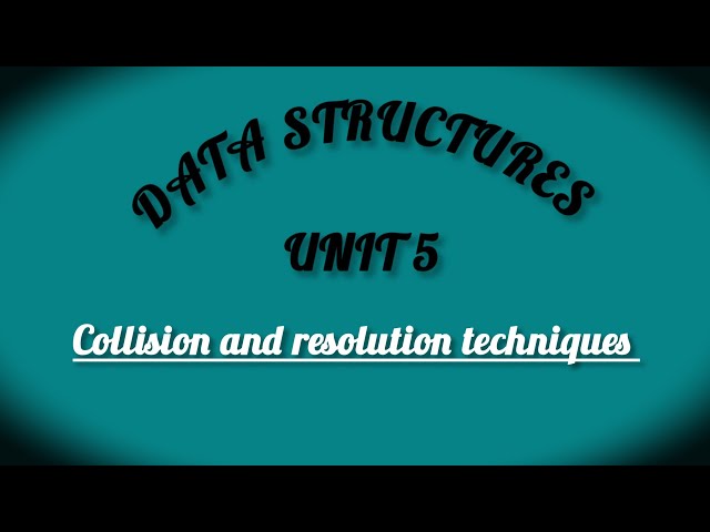 CS3301 / Dat a structures / Unit 5 / Collision and resolution techniques