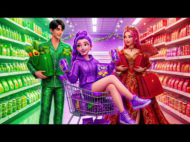 BUYING Everything in ONE COLOR for 24 Hours: Emerald, Amethyst & Ruby | KPop Demon Hunters Animation