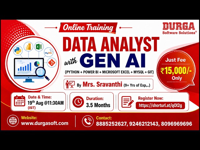 DATA ANALYST with GEN AI Online Training @ DURGASOFT