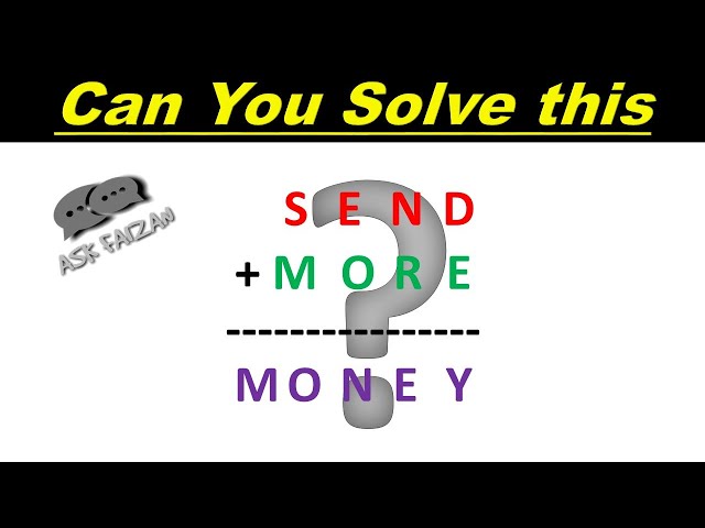 SEND+MORE=MONEY Cryptarithmetic problem | solution of SEND+MORE=MONEY cryptarithmetic problem HINDI