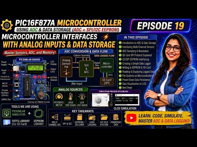 PIC16F877A Projects | Episode 19: Microcontroller Interfaces with Analog Inputs & Data Storage