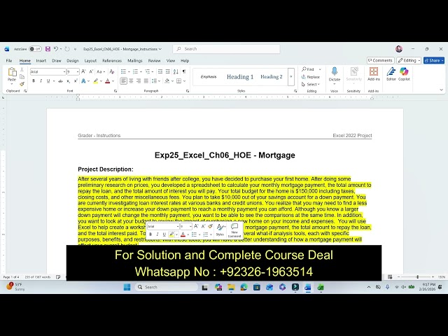 Exp25 Excel Ch 06 HOE Mortgage | Complete Step-by-Step Tutorial | Goal Seek, Solver & Scenario