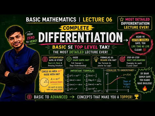Basic Mathematics Lec 06 : Zero to Hero Differentiation & Limits |JEE / NEET| Physics By Golden Sir