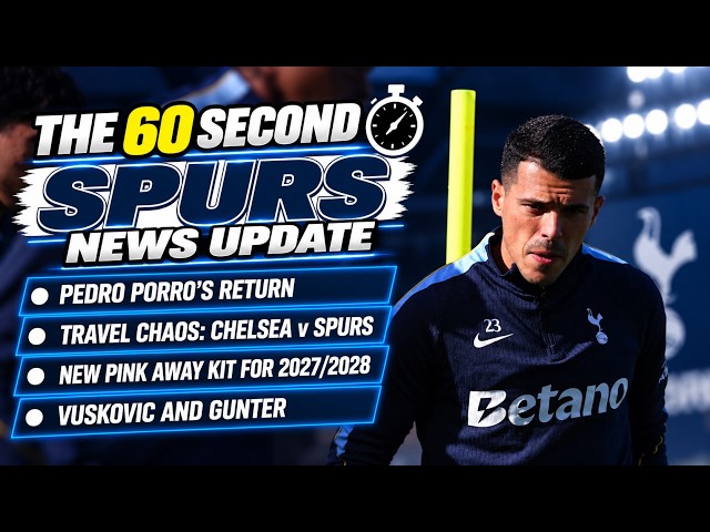 THE 60 SECOND SPURS NEWS UPDATE: Porro's Return, Travel Chaos, New Pink Away Shirt, Gunter, Vuskovic