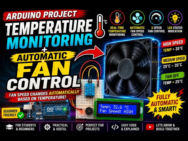 Arduino Uno project -#18 Arduino temperature Monitoring and Automatic fan controller