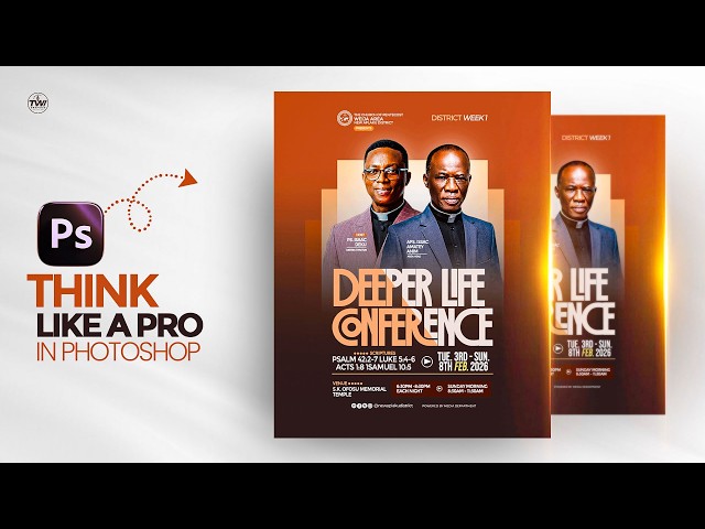 Church Flyer Design Challenge – Week 1 | Create a Professional Conference Flyer in Photoshop