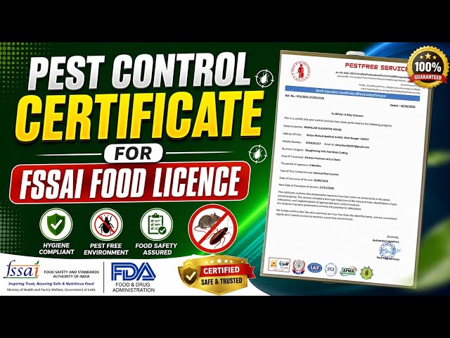 Pest Control Certificate For Fssai Food License | Pest Control Certificate For FSSAI Registration |