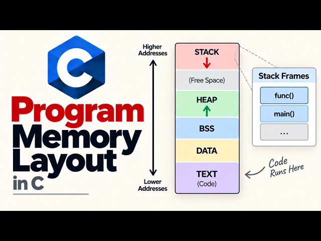 C Program Memory Layout Explained | Stack, Heap, Data, BSS & Stack Frames